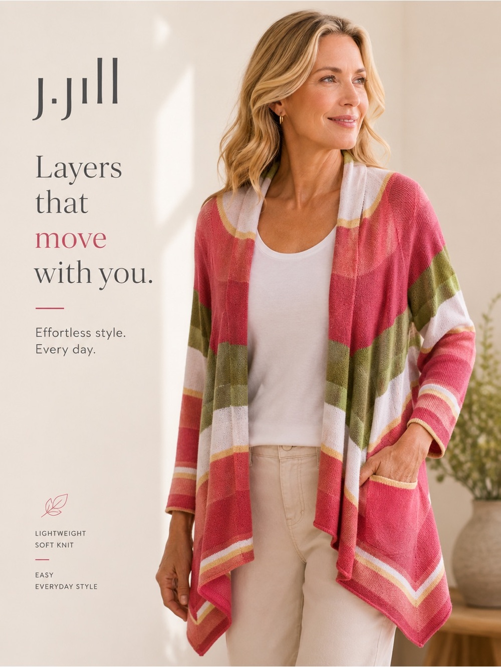 J. Jill Multicolor Striped Cardigan‎ xl